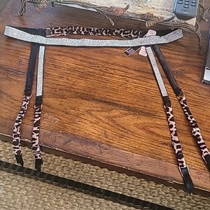 Victoria Secret leopard velvet rhinestone and satin garter belt Nwt
